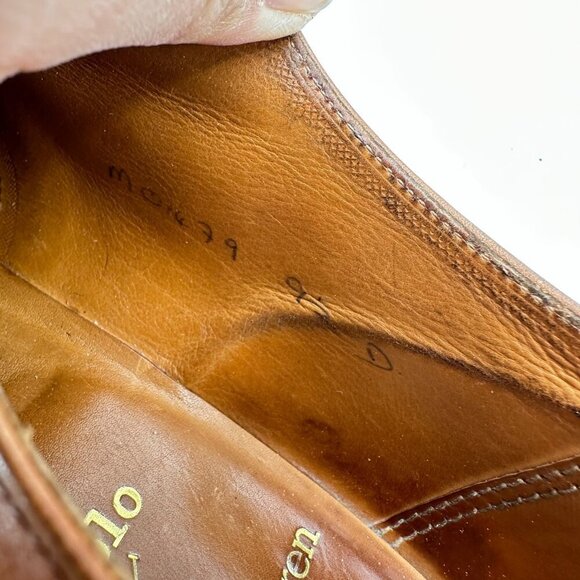 Polo Ralph Lauren Men UK 9.5 D US 10 D Brown Leather Derby England Shoe - Picture 10 of 12